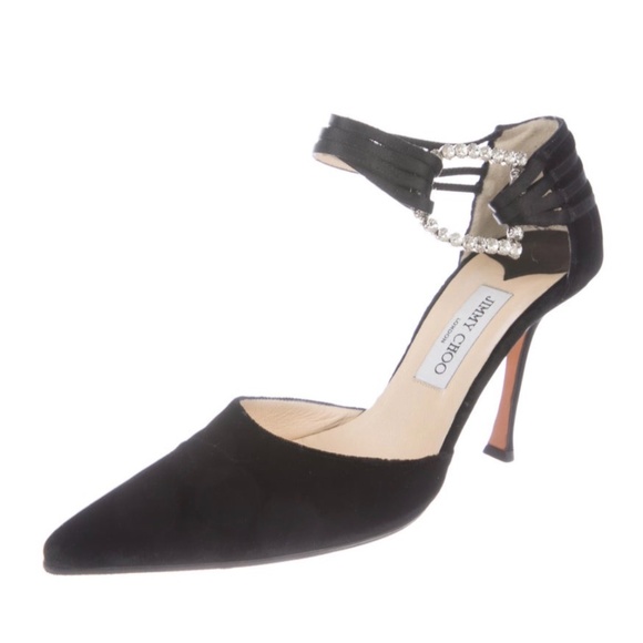 Jimmy Choo Black Velvet Crystal Pumps 10.5/40.5 EU - Picture 1 of 7